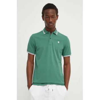 G-Star Raw tricou polo barbati, culoarea verde, neted