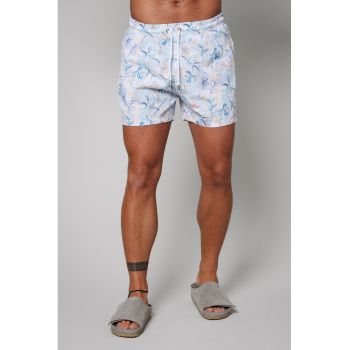 Pantaloni scurti de baie cu model si buzunare laterale