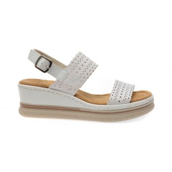 Sandale casual RIEKER albe, 67704, din piele naturala