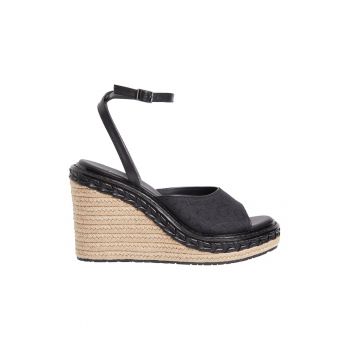 Sandale-espadrile wedge cu logo