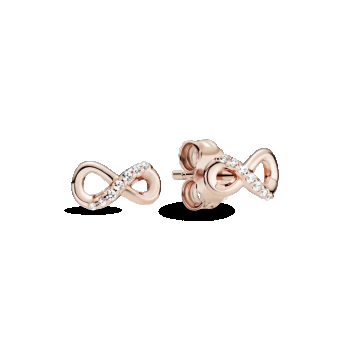 Cercei cu șurub în stil infinity strălucitori placați cu aur roz de 14k, Pandora de firma originali