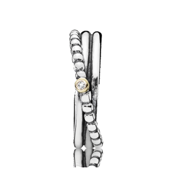 Inel din argint cu aur de 14k, diamant 0.01 ct TW h/vs, Pandora ieftin