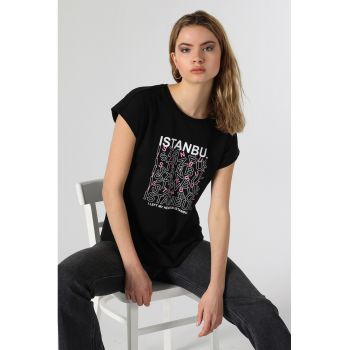 Tricou cu decolteu rotund si imprimeu