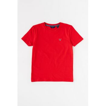 Tricou regular fit cu decolteu la baza gatului si logo