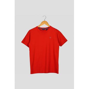 Tricou regular fit cu decolteu la baza gatului si logo