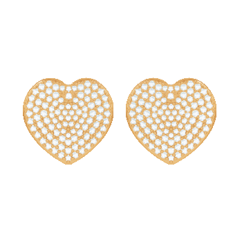 Cercei cu știft inimă 1 cm, placați cu aur și zirconiu alb, Lilou ieftini