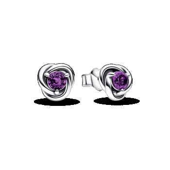 Cercei cu șurub Cerc al eternității în nuanța violet Piatra lunii Februarie de firma originali