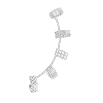 Cercei tip ear cuff Multi Etno de 5.3 cm, dreapta, placat cu argint, Lilou