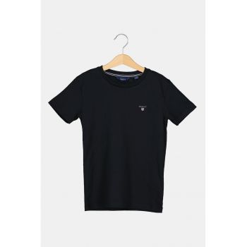 Tricou regular fit cu decolteu la baza gatului si logo