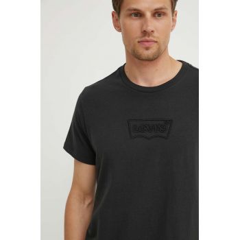 Levi's tricou din bumbac barbati, culoarea negru, cu imprimeu