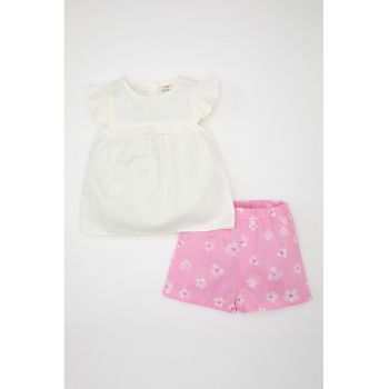 Set de pantaloni scurti si bluza de bumbac