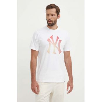 47 brand tricou din bumbac MLB New York Yankees barbati, culoarea alb, cu imprimeu, BB017TEMECH618798WW