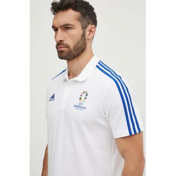 adidas Performance polo de antrenament Euro 2024 culoarea alb, cu imprimeu, IT9289 ieftin