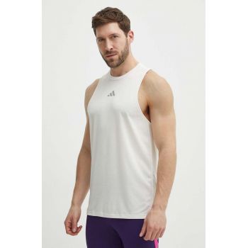 adidas Performance tricou de antrenament HIIT culoarea bej, IS3716