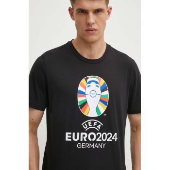 adidas Performance tricou Euro 2024 barbati, culoarea negru, cu imprimeu, IT9291