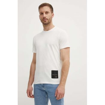 Armani Exchange tricou din bumbac x mixmag barbati, culoarea bej, neted