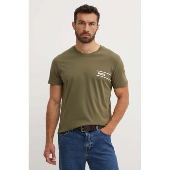 BOSS tricou din bumbac barbati, culoarea verde, cu imprimeu, 50517715 de firma original