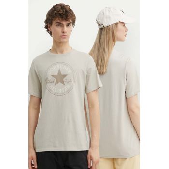 Converse tricou din bumbac culoarea bej, cu imprimeu