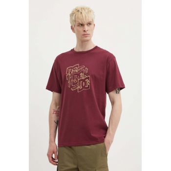 DC tricou din bumbac Rebuild barbati, culoarea bordo, cu imprimeu, ADYZT05337