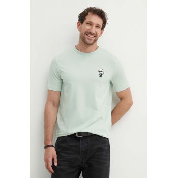 Karl Lagerfeld tricou barbati, culoarea turcoaz, cu imprimeu, 542221.755027