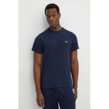 Lacoste tricou din bumbac barbati, culoarea albastru marin, neted