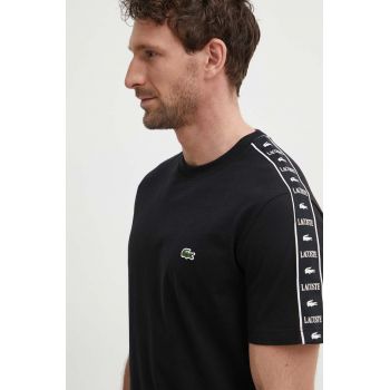 Lacoste tricou din bumbac barbati, culoarea negru, neted