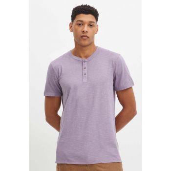 Medicine tricou din bumbac barbati, culoarea violet, neted