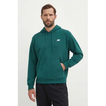 New Balance bluza barbati, culoarea verde, cu glugă, cu imprimeu, MT41508NWG