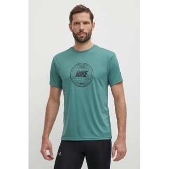 Nike tricou de antrenament Lead Line culoarea verde, cu imprimeu