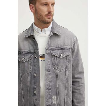 Pepe Jeans geaca jeans RELAXED JACKET barbati, culoarea gri, de tranzitie, PM402972UI3