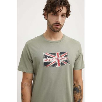 Pepe Jeans tricou din bumbac Clag barbati, culoarea verde, cu imprimeu