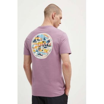 Rip Curl tricou din bumbac barbati, culoarea violet, cu imprimeu