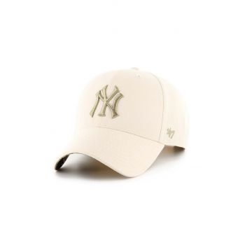 47 brand șapcă de baseball din bumbac MLB New York Yankees culoarea bej, cu imprimeu, B-TPCSP17CTP-NT de firma originala