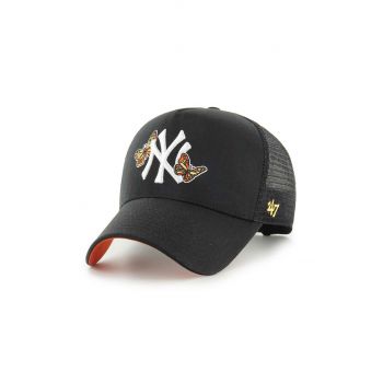 47 brand șapcă de baseball din bumbac MLB New York Yankees culoarea negru, cu imprimeu, B-ICNDT17CTP-BK de firma originala