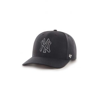 47 brand șapcă din amestec de lână MLB New York Yankees culoarea negru, cu imprimeu, B-CLZOE17WBP-BKB de firma originala