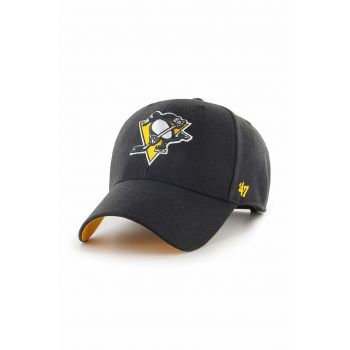 47 brand sapca NHL Pittsburgh Penguins culoarea negru, cu imprimeu, H-BLPMS15WBP-BK