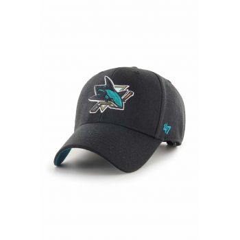 47 brand sapca NHL San Jose Sharks culoarea negru, cu imprimeu, H-BLPMS22WBP-BK