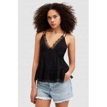 AllSaints top ROWEN TOP culoarea negru, neted, W072PA