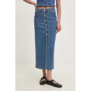 Answear Lab fustă din denim midi, dreaptă