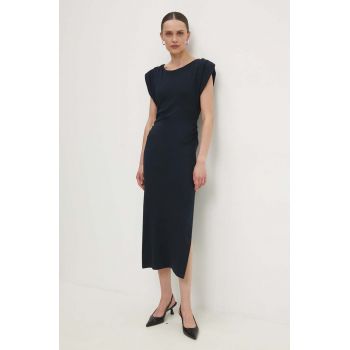 Answear Lab rochie din bumbac culoarea albastru marin, midi, mulata