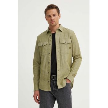 G-Star Raw camasa din amestec de in culoarea verde, cu guler clasic, slim, D24963-D123