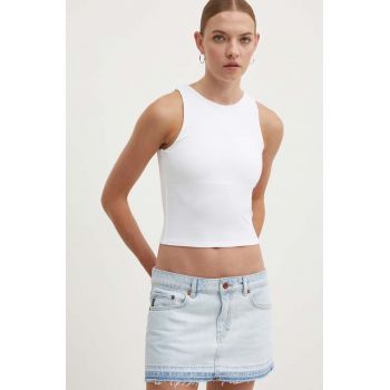 Hollister Co. top femei, culoarea alb