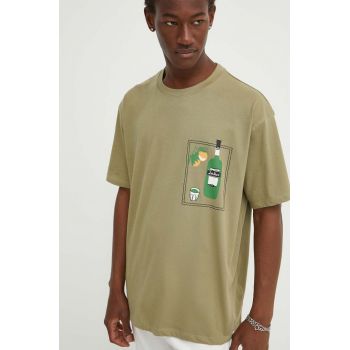 Les Deux tricou din bumbac barbati, culoarea verde, cu imprimeu, LDM101174 de firma original