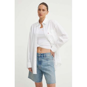 Levi's camasa din bumbac femei, culoarea alb, cu guler clasic, relaxed