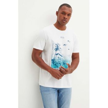 Medicine tricou din bumbac barbati, culoarea alb, cu imprimeu