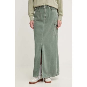 Pepe Jeans fustă din denim MAXI SKIRT HW CLR culoarea verde, maxi, evazată, PL901143