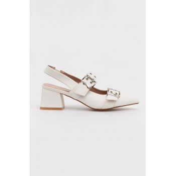 Answear Lab pumps culoarea alb, cu toc drept, cu toc deschis