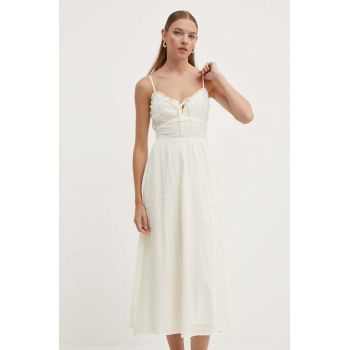 Billabong rochie din bumbac PRETTY PERFECT culoarea bej, midi, evazati, ABJWD00697