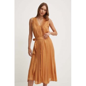 Dkny rochie culoarea maro, midi, oversize, P4EBTX69