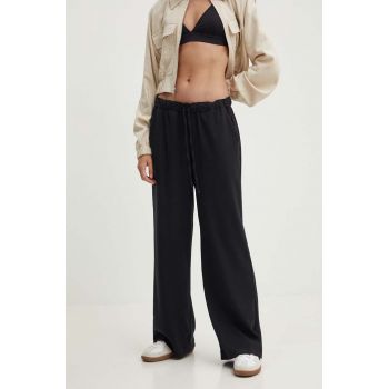 Hollister Co. pantaloni femei, culoarea negru, drept, high waist